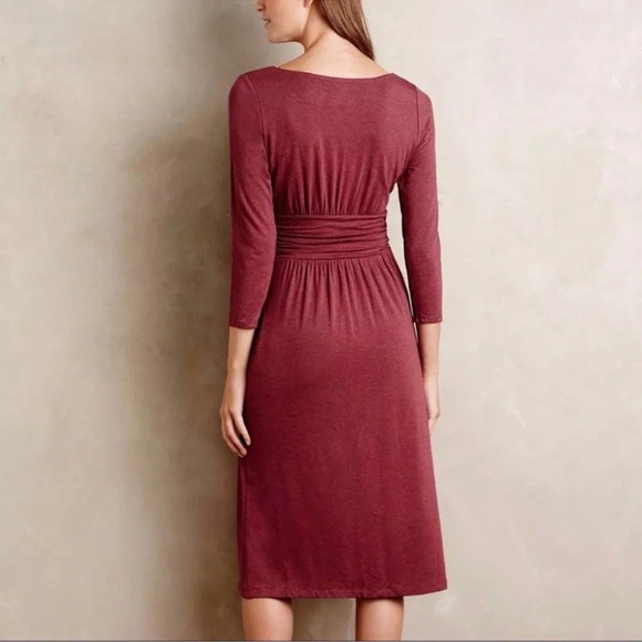 Maeve Anthropologie Galena Burgundy Jersey Knit Midi Dress Womens Size XSmall - Picture 2 of 13